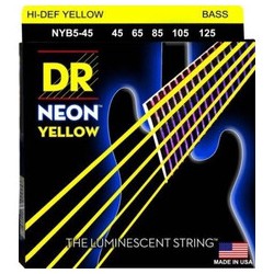 JUEGO DE CUERDAS PARA BAJO ELECTRICO 5 CUERDAS MEDIUM 45/125 NEON YELLOW DR