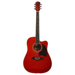 GUITARRA OSCAR SCHMIDT ELECTRO ACUSTICA OG2CE ROJO TRANSPARENTE