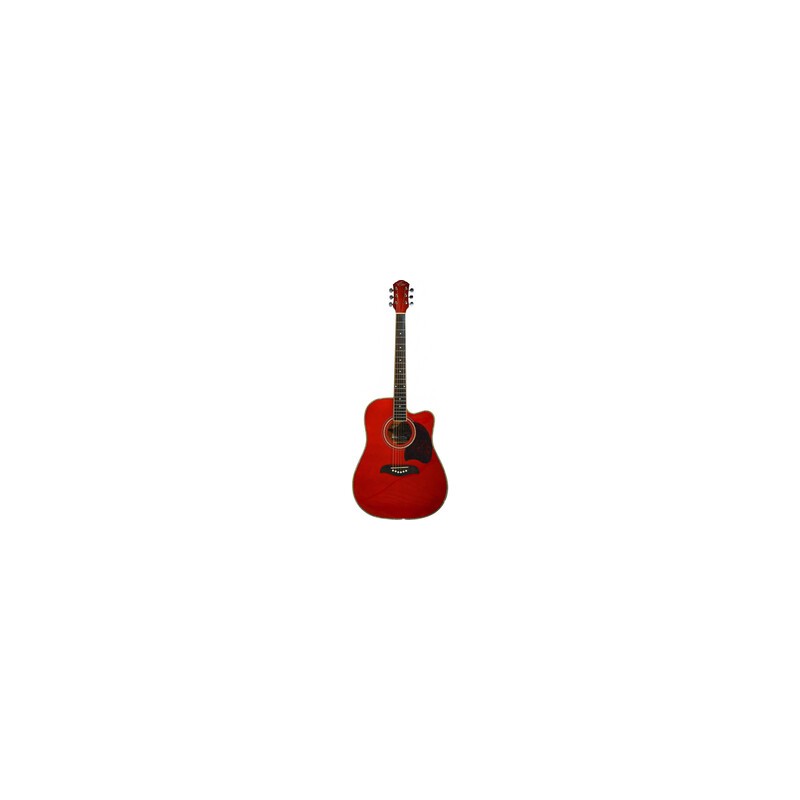 GUITARRA OSCAR SCHMIDT ELECTRO ACUSTICA OG2CE ROJO TRANSPARENTE