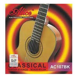 Juego De Cuerdas Para Guitarra Acustica Nylon Negro (12) Alice